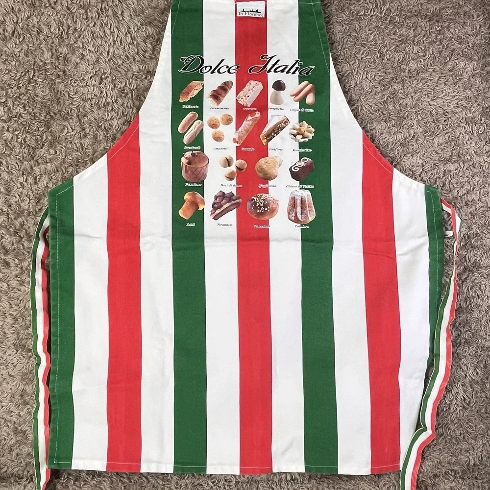 Dolce Italia Florence Bar Apron Red White Green Flag of Italy Striped Sweets